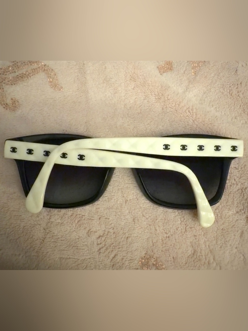 CHANEL Black Acetate Frame Lenses with White Logo Temple Sunglasses